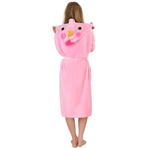 Ciepły pluszowy szlafrok z kapturem kigurumi onesie - różowy jednorożec M world-style.pl