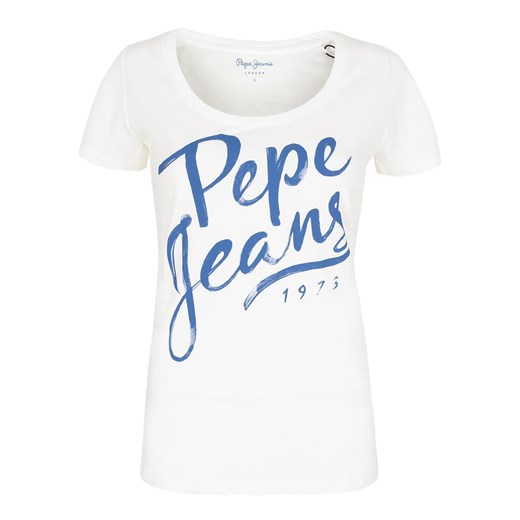 Bluzka damska Pepe Jeans z okrągłym dekoltem z napisami 
