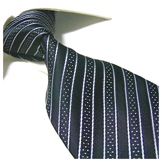 Wyjątkowo długa w paski krawat Czarny poliester paski XL mężczyzn krawat z mikrofibry