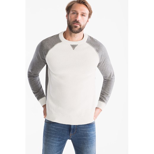 Sweter męski biały Angelo Litrico bez wzorów 