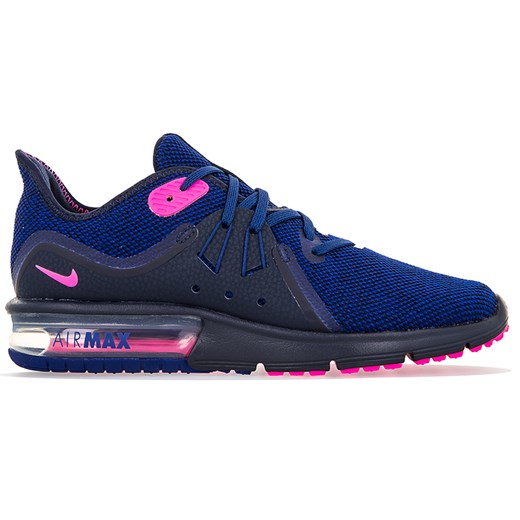 Buty sportowe damskie Nike dla biegaczy air max sequent niebieskie na koturnie gładkie sznurowane 