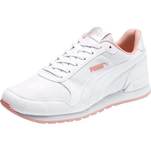 Buty sportowe damskie Puma dla biegaczy młodzieżowe białe na koturnie sznurowane skórzane 
