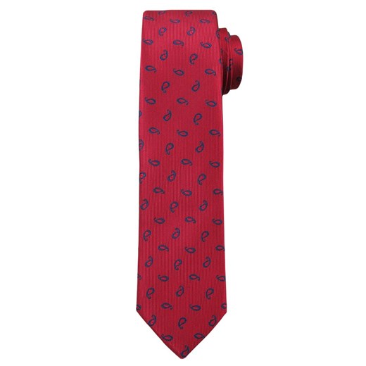 Czerwony Elegancki Męski Krawat -ALTIES- w Granatowy Wzór Paisley KRALTS0204 ze sklepu JegoSzafa.pl w kategorii Krawaty - zdjęcie 61884489