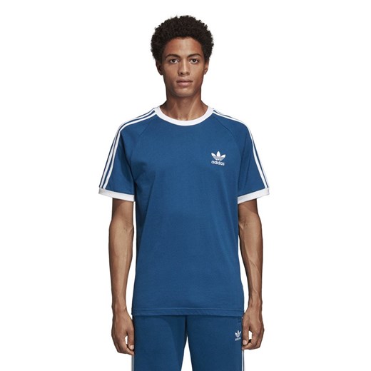 Niebieska koszulka sportowa Adidas Originals z napisami 