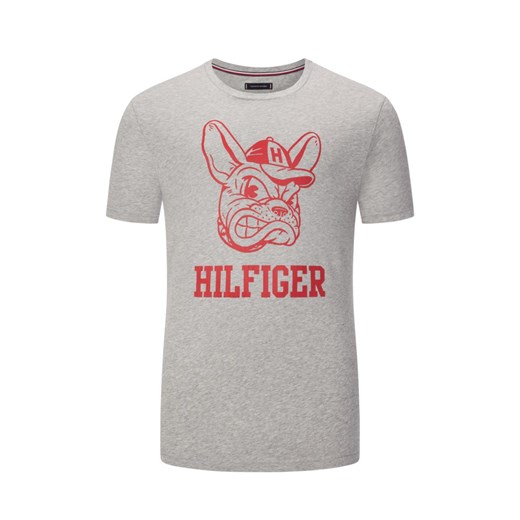 Tommy Hilfiger, T-shirt z nadrukiem z przodu Jasnoszary