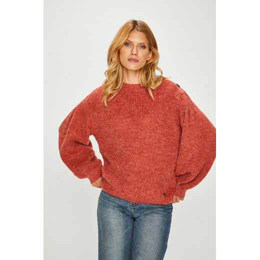 Sweter damski czerwony Pepe Jeans z okrągłym dekoltem 