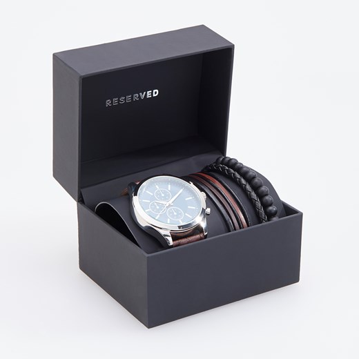 Reserved - Zestaw zegarek i 3 bransoletki - Brązowy Reserved  One Size 