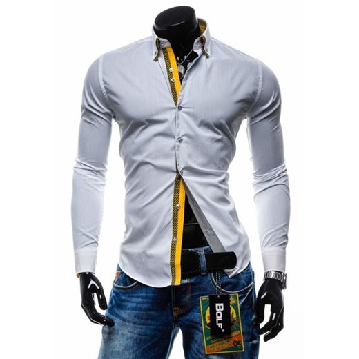 Koszula męska elegancka z długim rękawem biała Bolf 4708