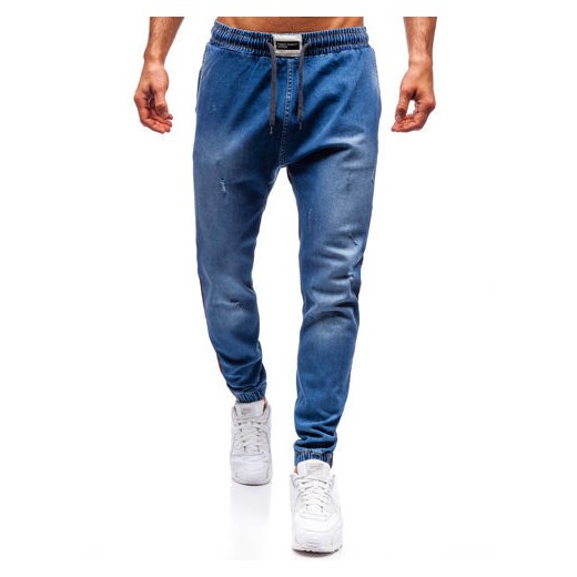 Spodnie jeansowe joggery męskie niebieskie Denley 2053 Denley  M okazja  