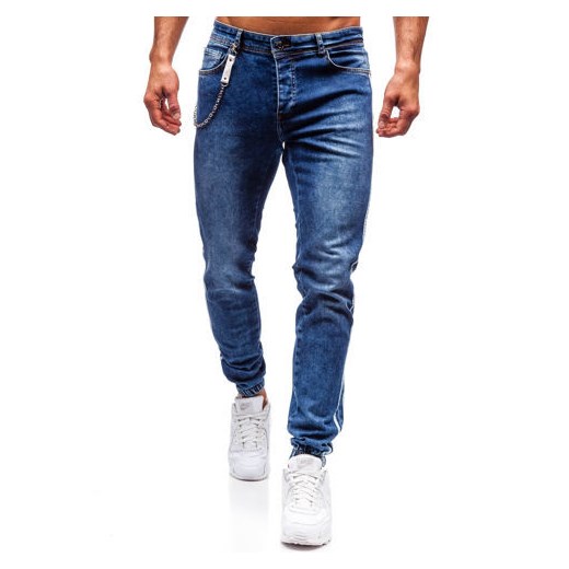 Spodnie jeansowe joggery męskie granatowe Denley 2057 Denley  30/34  wyprzedaż 