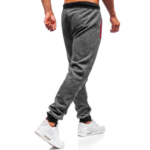 Spodnie dresowe joggery męskie grafitowe Denley 55037  Denley XL wyprzedaż  