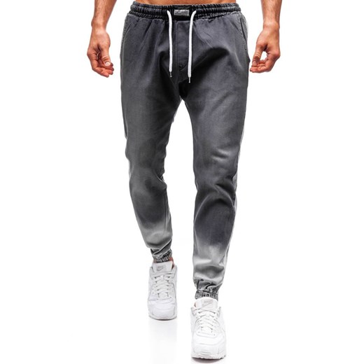 Spodnie jeansowe joggery męskie antracytowe Denley 2047 Denley  L okazja  