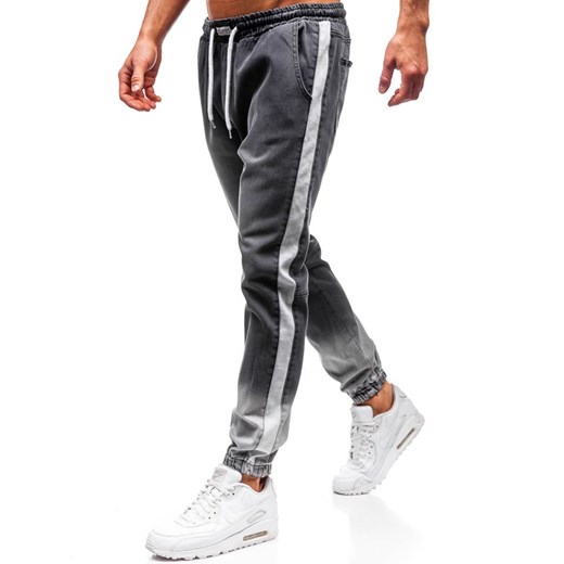 Spodnie jeansowe joggery męskie antracytowe Denley 2047  Denley L  okazyjna cena 