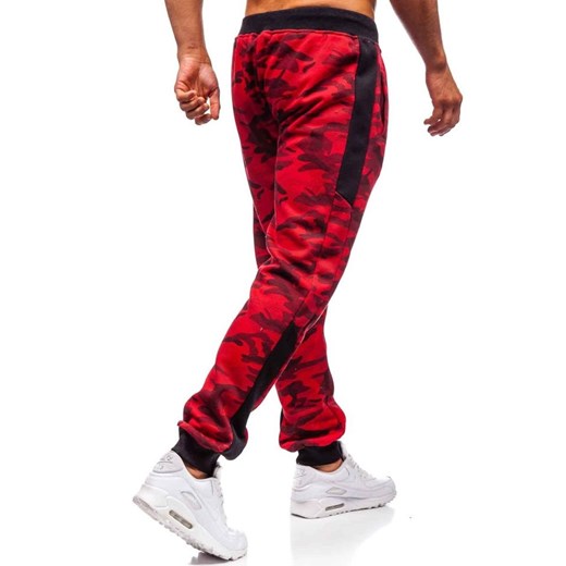 Spodnie męskie dresowe joggery czerwone Denley 55017  Denley L wyprzedaż  