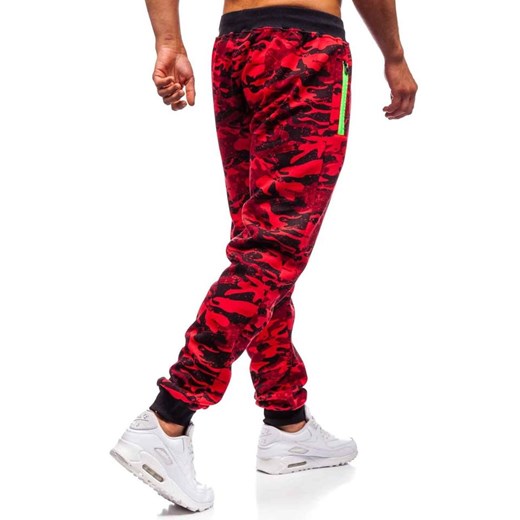 Spodnie męskie dresowe joggery czerwone Denley 55021 Denley  2XL wyprzedaż  