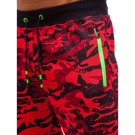 Spodnie męskie dresowe joggery czerwone Denley 55021  Denley 2XL wyprzedaż  