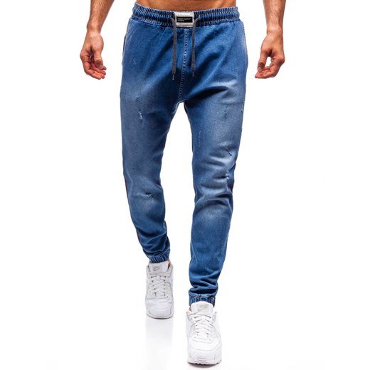 Spodnie jeansowe joggery męskie niebieskie Denley 2053  Denley L  okazja 
