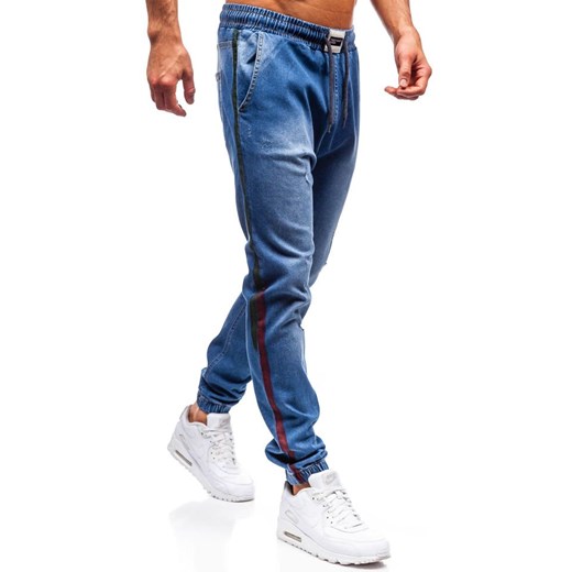 Spodnie jeansowe joggery męskie niebieskie Denley 2053 Denley  S okazyjna cena  