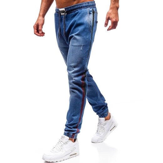 Spodnie jeansowe joggery męskie niebieskie Denley 2053 Denley  M okazja  