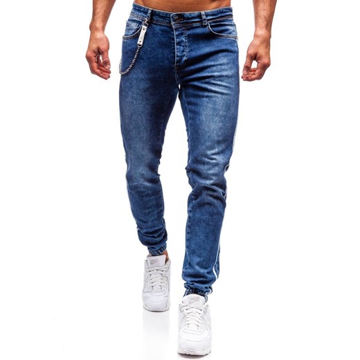 Spodnie jeansowe joggery męskie granatowe Denley 2057  Denley 31/34 wyprzedaż  