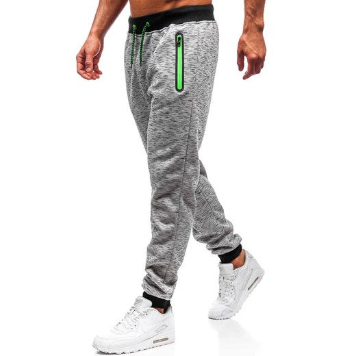 Spodnie dresowe joggery męskie szare Denley 55037 Denley  XL promocja  