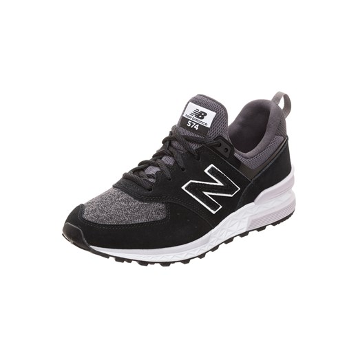 Buty sportowe damskie New Balance sneakersy w stylu młodzieżowym czarne na platformie z zamszu sznurowane 