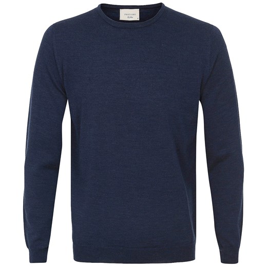 Sweter / pulower o-neck z wełny z merynosów w kolorze jeansu