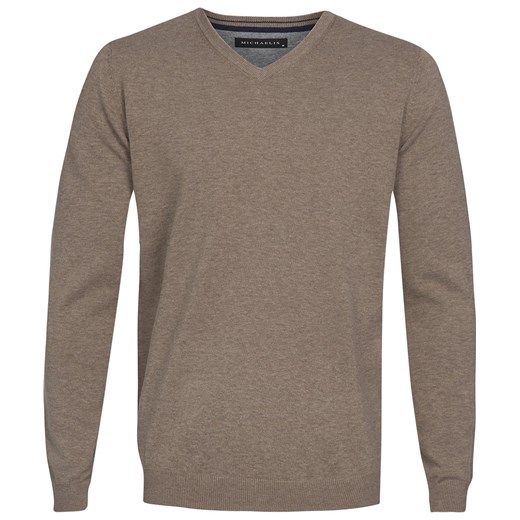 Beżowy sweter / pulower v-neck z bawełny