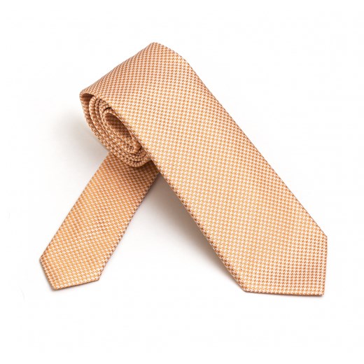 Elegancki krawat jedwabny Van Thorn w pomarańczową pepitkę