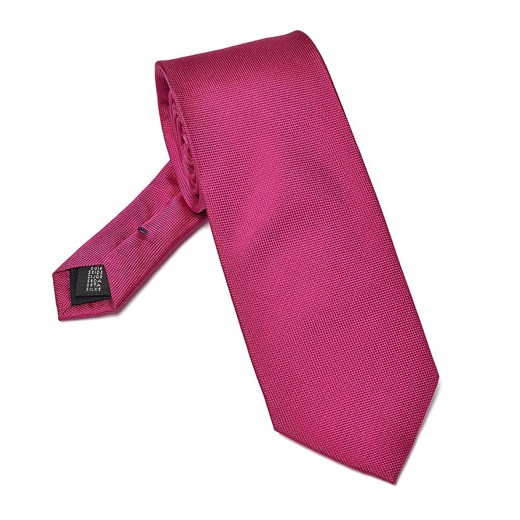 Różowy krawat jedwabny odcień fuksja - prosty splot