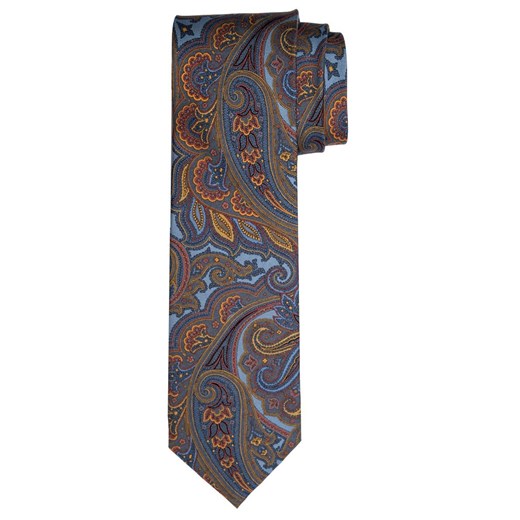 Błękitny jedwabny krawat Profuomo Vintage w turecki wzór