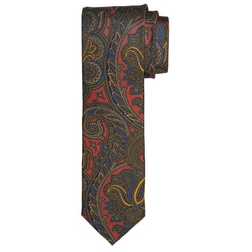 Czerwony jedwabny krawat Profuomo Vintage w turecki wzór