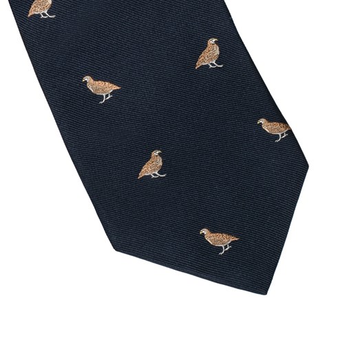 Elegancki granatowy krawat jedwabny Laco we wzór w kuropatwy