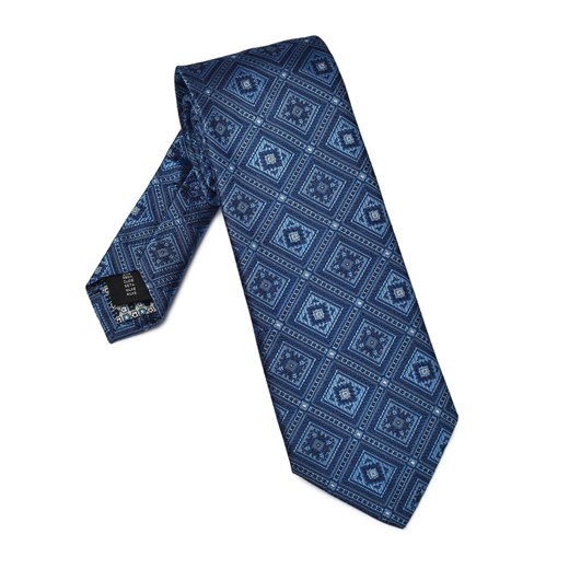 Niebieski jedwabny krawat w turecki wzór