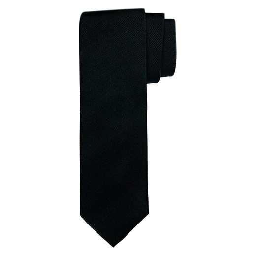 Czarny krawat jedwabny o skośnym splocie