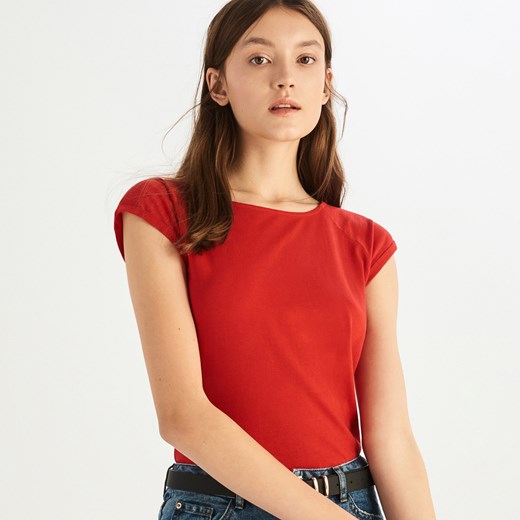Sinsay - Gładki t-shirt - Czerwony Sinsay  XL 