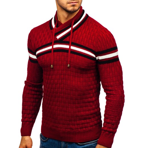 Sweter męski czerwony Denley w serek 