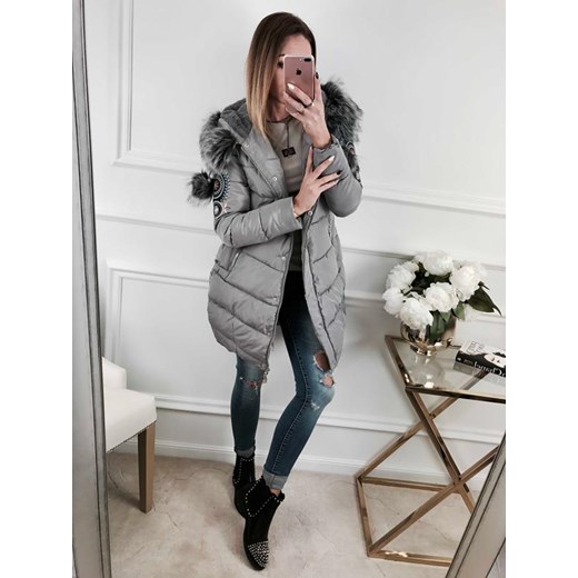 KURTKA PUCHOWA DAMSKA HAFT GREY Kenza.pl S