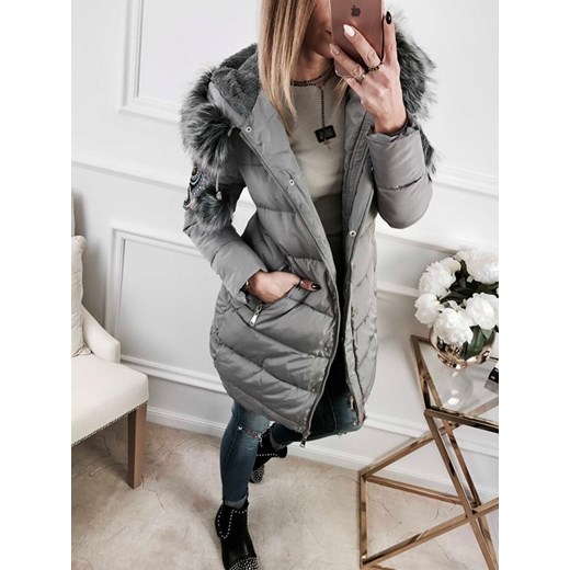 KURTKA PUCHOWA DAMSKA HAFT GREY Kenza.pl S