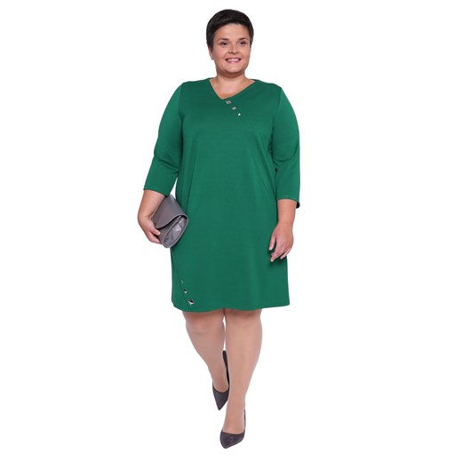 Sukienka zielona na spacer midi z długim rękawem 