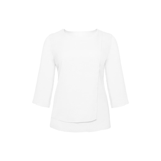Biała połyskująca bluzka z zakładką   46 Modne Duże Rozmiary