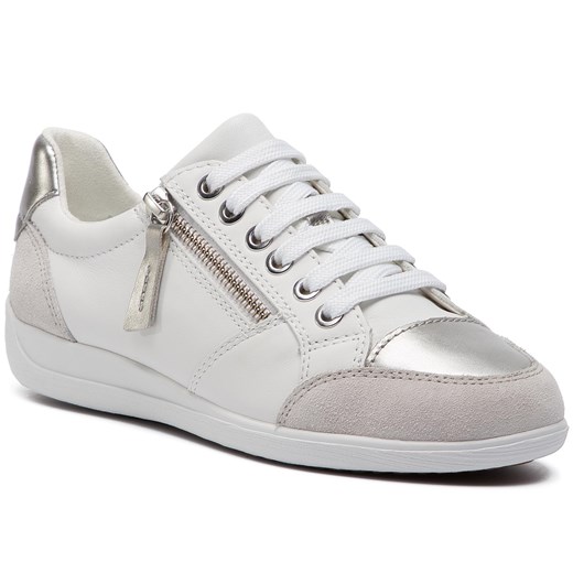 Sneakersy damskie Geox białe bez wzorów na koturnie na wiosnę zamszowe młodzieżowe 
