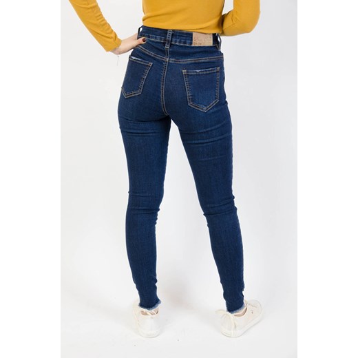 Spodnie jeansowe z szarpaniem na dole nogawki Olika  L olika.com.pl