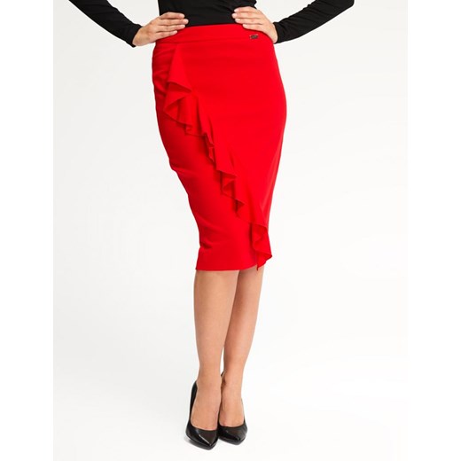 Czerwona spódnica Diverse elegancka midi