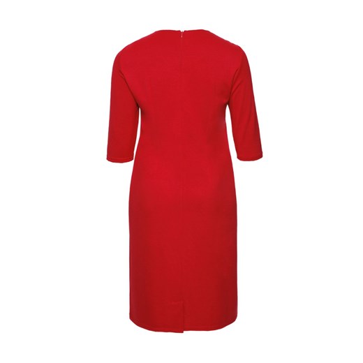 Sukienka z długim rękawem czerwona bez wzorów wyszczuplająca na urodziny 