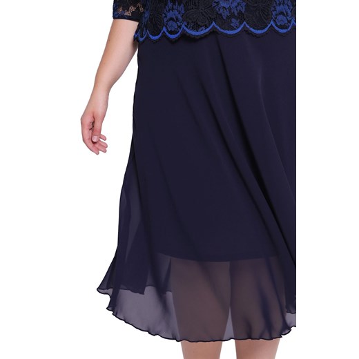 Sukienka z okrągłym dekoltem z długim rękawem z elastanu midi 