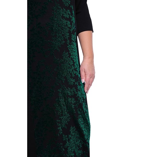 Sukienka z okrągłym dekoltem zielona dla puszystych midi 
