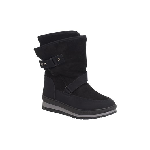 Śniegowce damskie Family Shoes czarne bez wzorów z klamrą 