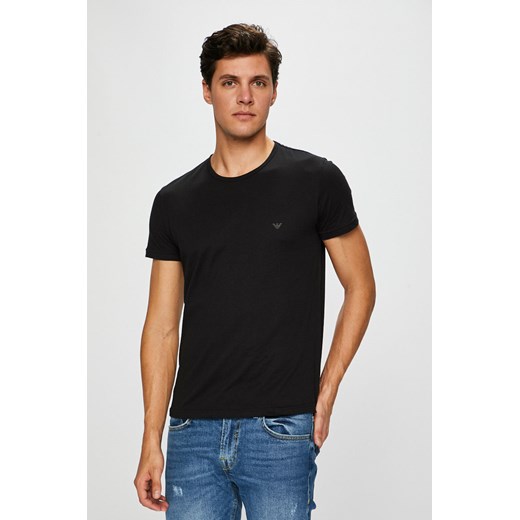 T-shirt męski czarny Emporio Armani z krótkimi rękawami casual 