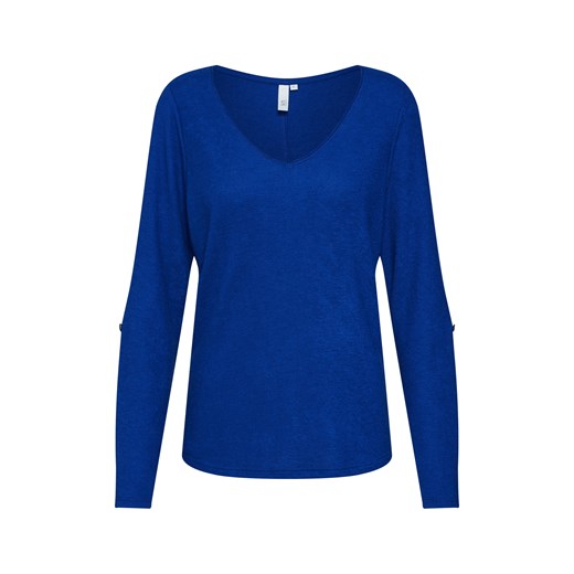 Bluzka damska niebieska Q/s Designed By bez wzorów z długim rękawem casualowa 